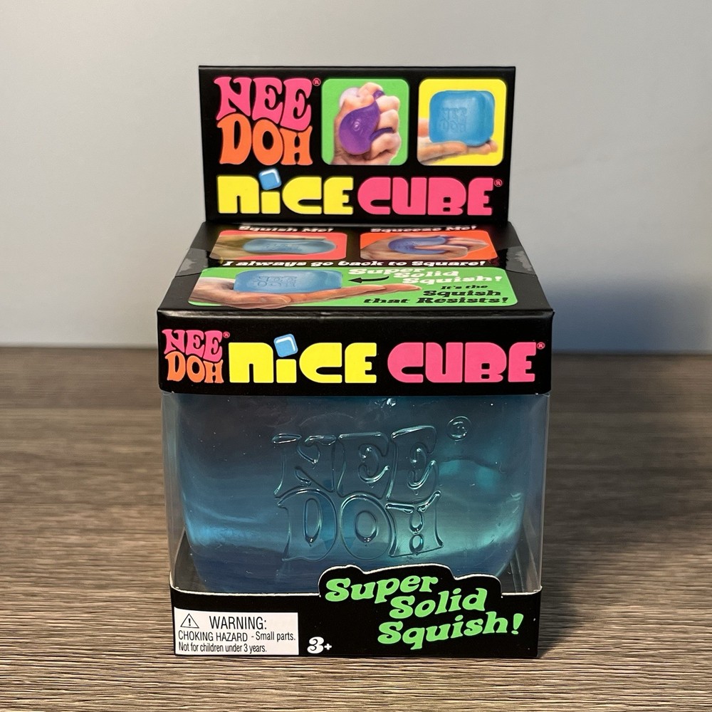 NeeDoh Nice Cube Schylling Super Solid Squish Sensory Squeeze Toy New Blue