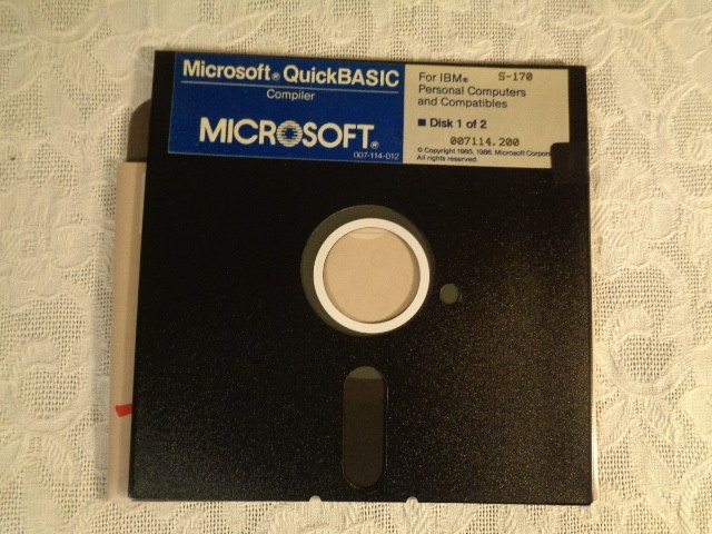 Microsoft QuickBASIC Compiler 2.0 5.25" Floppy Vintage Computer Programming Tool