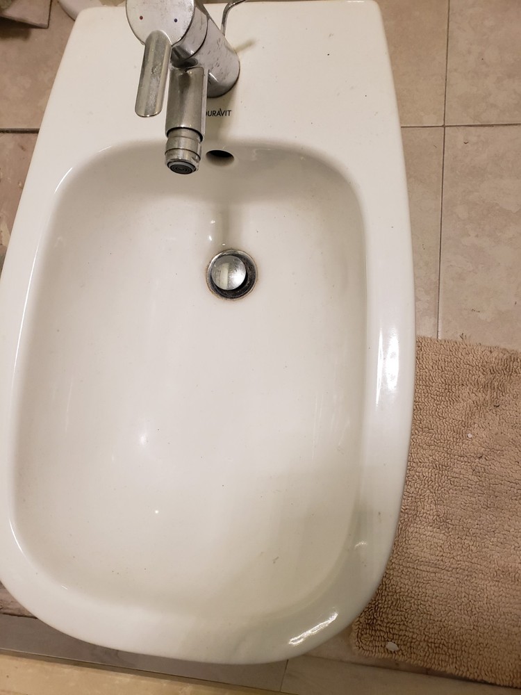 Duravit White Ceramic Rectangular Bathroom Basin with Chrome Faucet