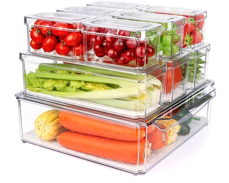 10 Pack Refrigerator Pantry Organizer Bins, Stackable Fridge Organizer Bins