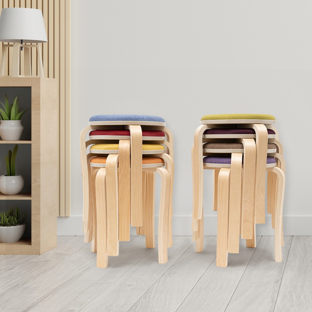 Set Of 8 Stacking Wooden Stools Colorful Stackable Stools Stackable Round Stools