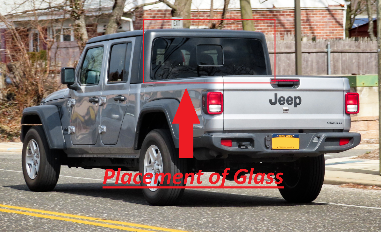 Fits 2020-2023 Jeep Gladiator Manual Back Sliding Glass Window w/Heat + 2 Glues