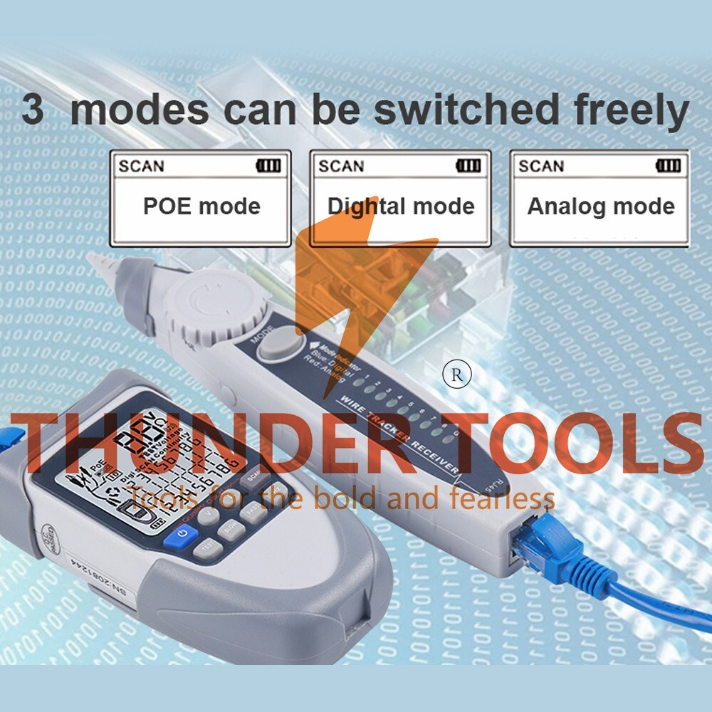 Thunder Tools Handheld Portable Network Cable Tester LCD Large Screen