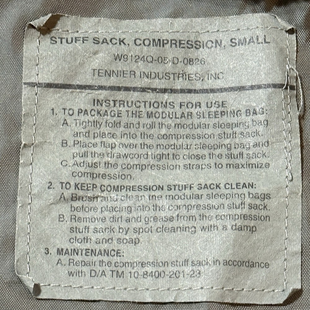 USGI SMALL Modular Sleeping Bag System Foliage COMPRESSION STUFF SACK