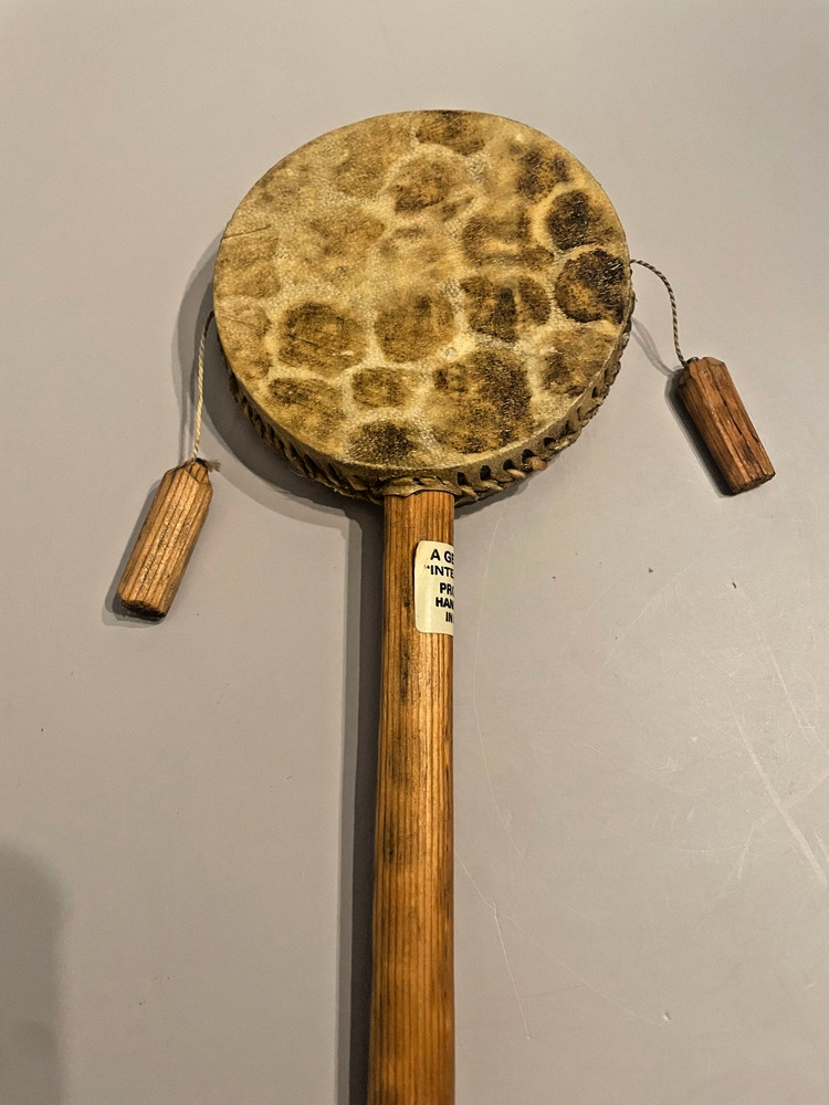 Vintage Hand Spin Monkey Drum Double Sided Tic Toc Instrument Giraffe Kenya
