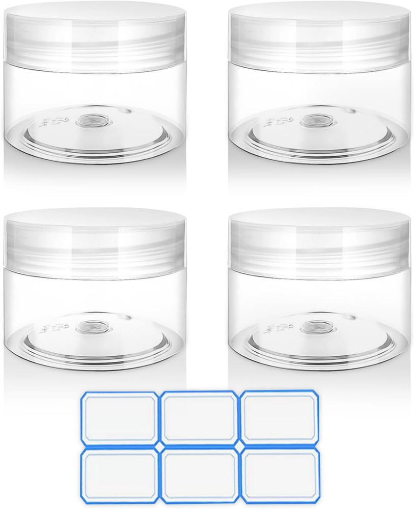 4 Pack 30ml Travel Cream Jars Leakproof Refillable Empty Containers with Labels