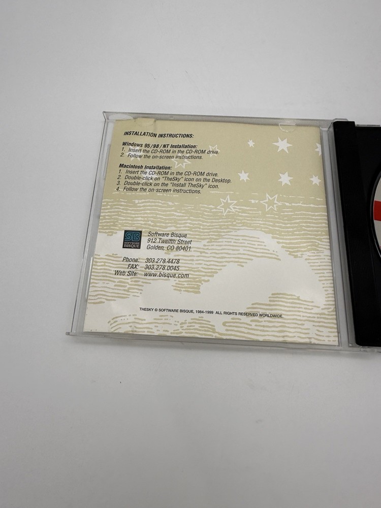 THE SKY Astronomy Software Setup Version 5 Windows 95/98/NT Installation CD-ROM