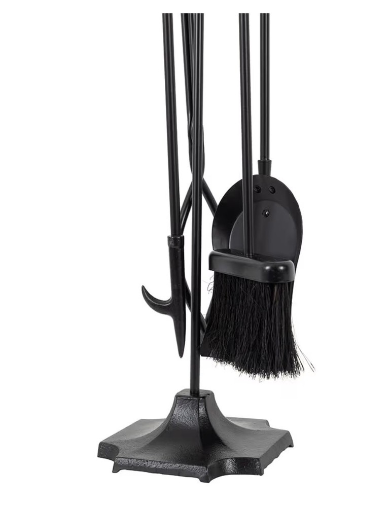 Modern Ember Cascade 5 Piece Fireplace Tool Set in Black