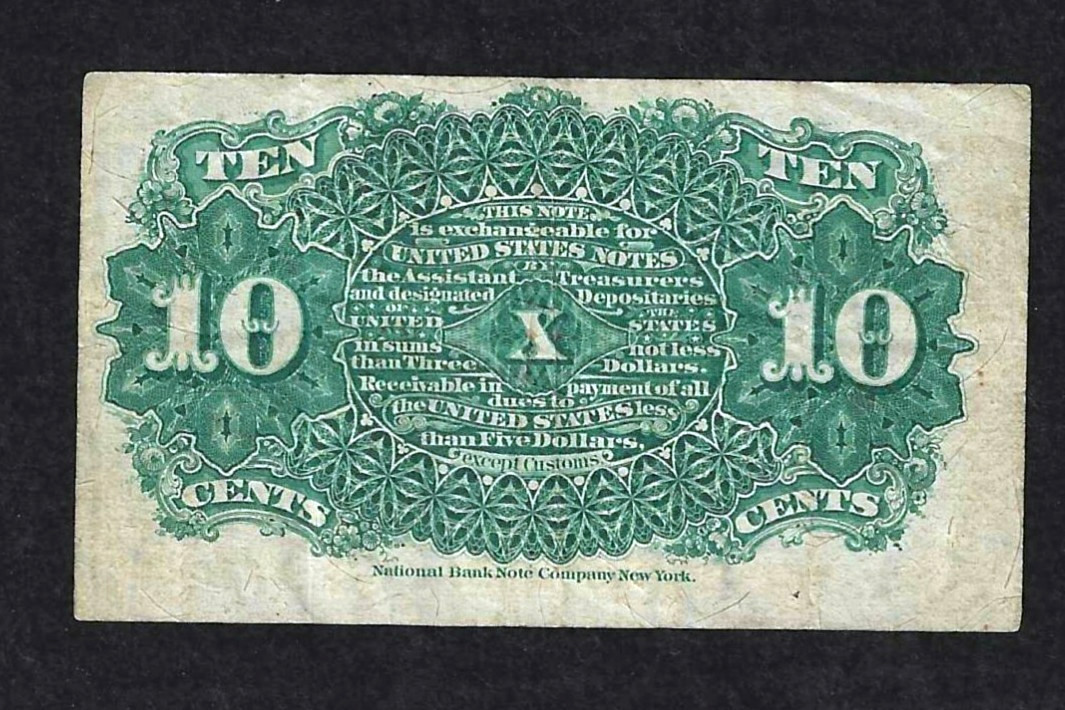 US 10 CENT FRACTIONAL CURRENCY ~ CIVIL WAR ERA MARCH 1863 ~ FR 1257 ~ XF
