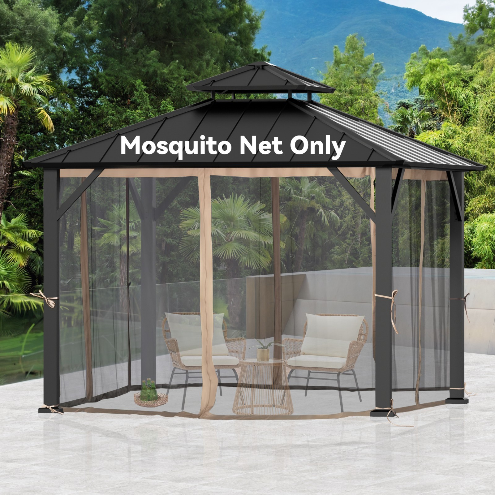 Universal Gazebo Mosquito Netting Replacement 4/6-Panel Sidewalls for Patio