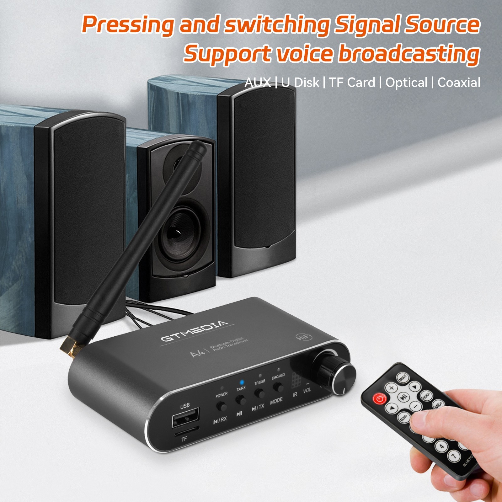 GTMEDIA A4 Hi-Fi Bluetooth v5.1 Audio Receiver COAXIAL OPTICAL Audio Adapter New