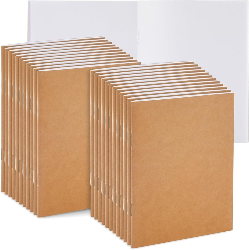 Bulk Notebooks - A6 -Inch, Kraft, Unlined, - Blank Sketchbook