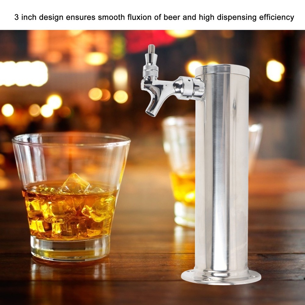 Column Draft Beer Tower Dispenser Kit Single Tap Stainless Draft Beer Tower