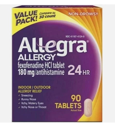Allegra 24 Hour Allergy Relief 90 Tablets Exp 07/2026+