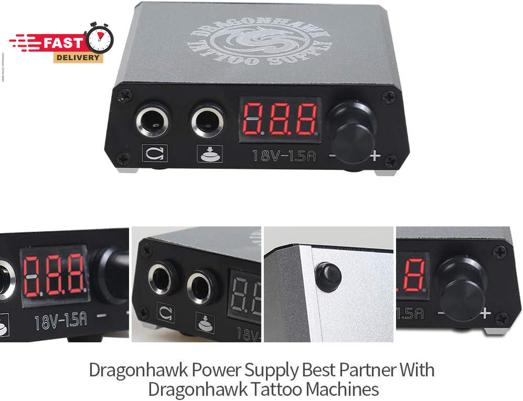 Dragonhawk Traditional Pro Complete Tattoo Kit - Two Machines Gun Easy Use Color