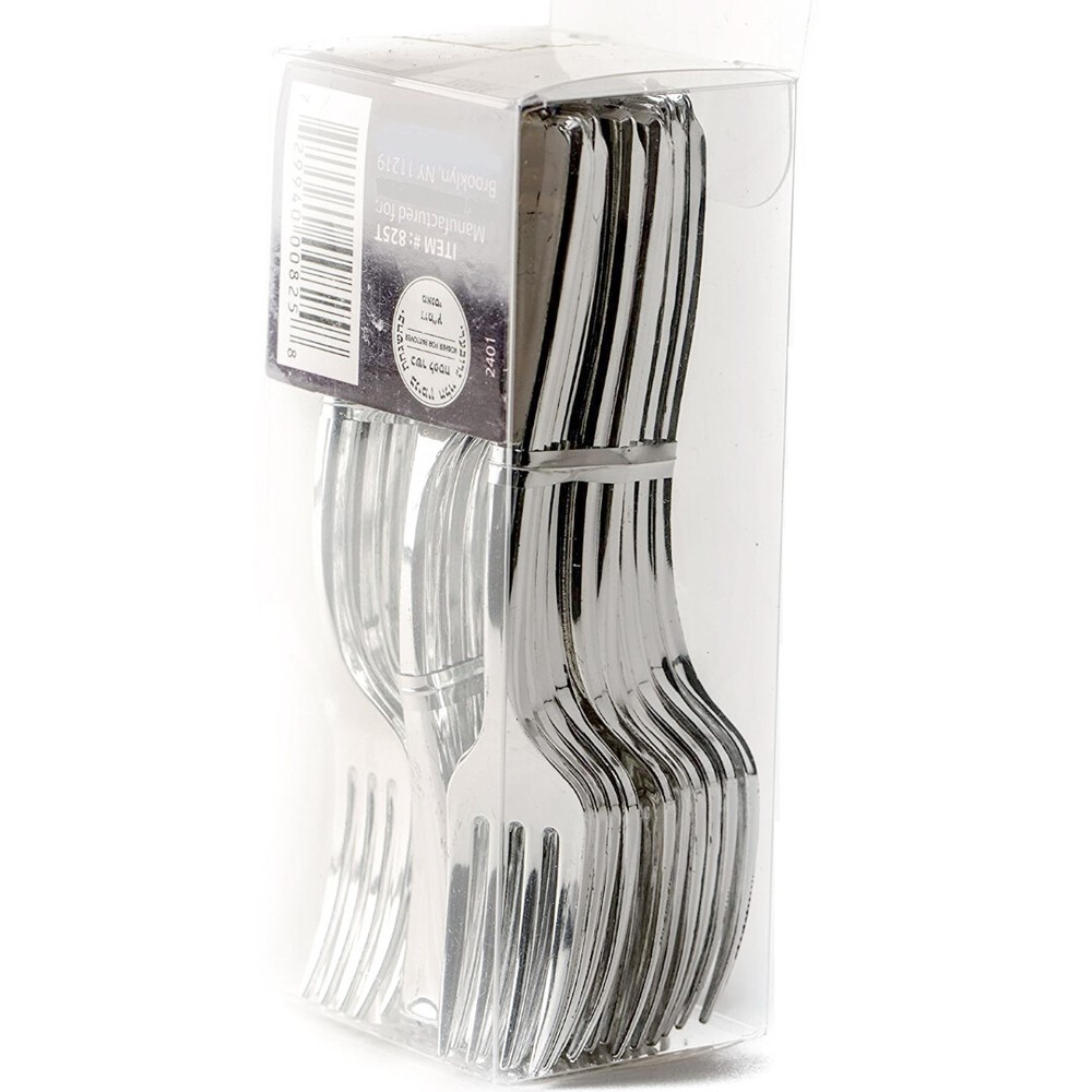 [150 PACK] Disposable Plastic Silver Mini Forks - 4 inch Silver Plastic