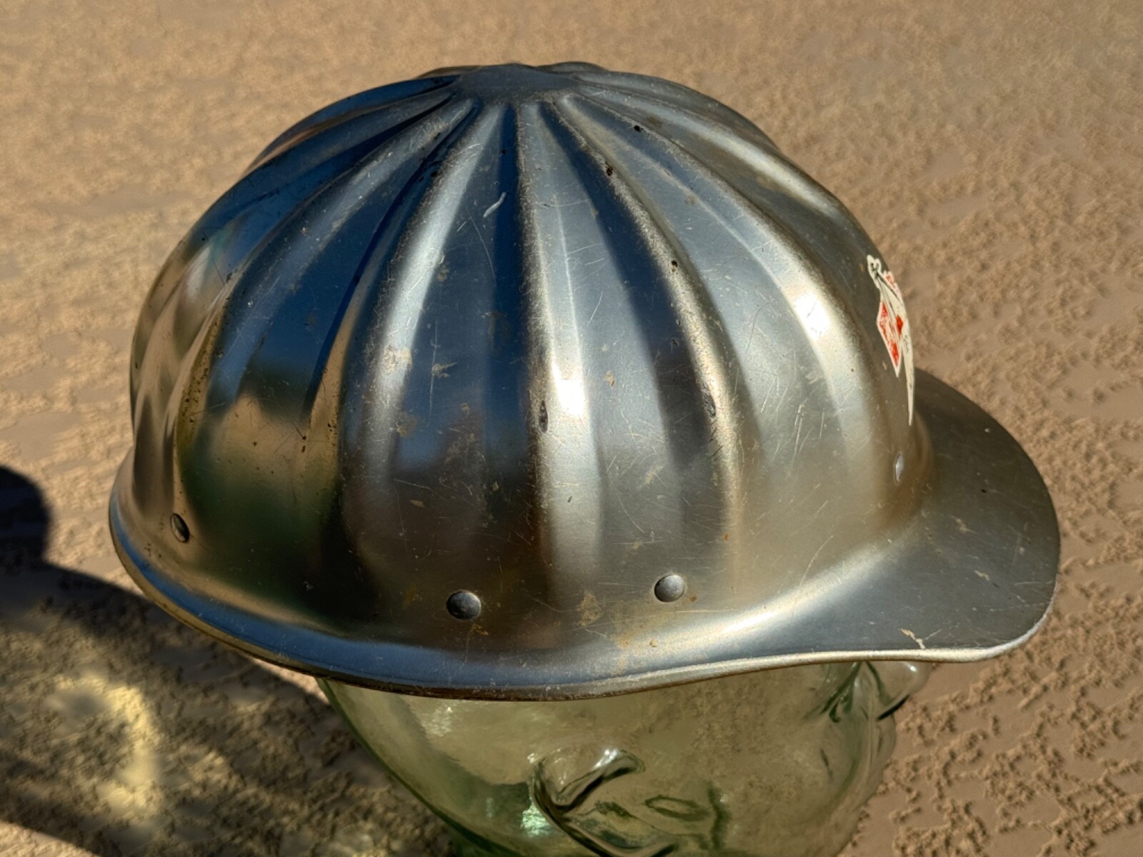 VINTAGE SUPERLITE BY FIBRE METAL ALUMINUM HARD HAT TANNER PAVING & MATERIALS