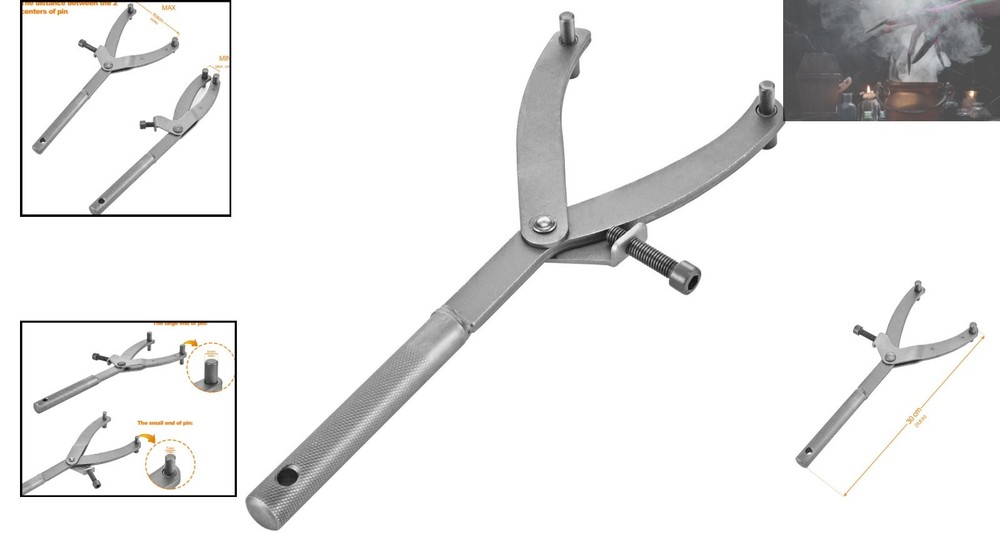 Compact 11.8in Adjustable Spanner Tool for Easy Scooter Repairs - Silver Finish