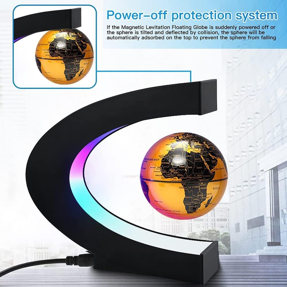 Unique Levitating Globe with LED Lighting, Perfect for Home and Office Use