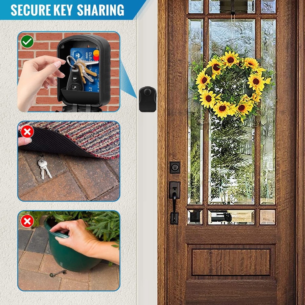 Lock Box for Keys with Code Outdoor Large Capacity Key Lock Box for Outside W...