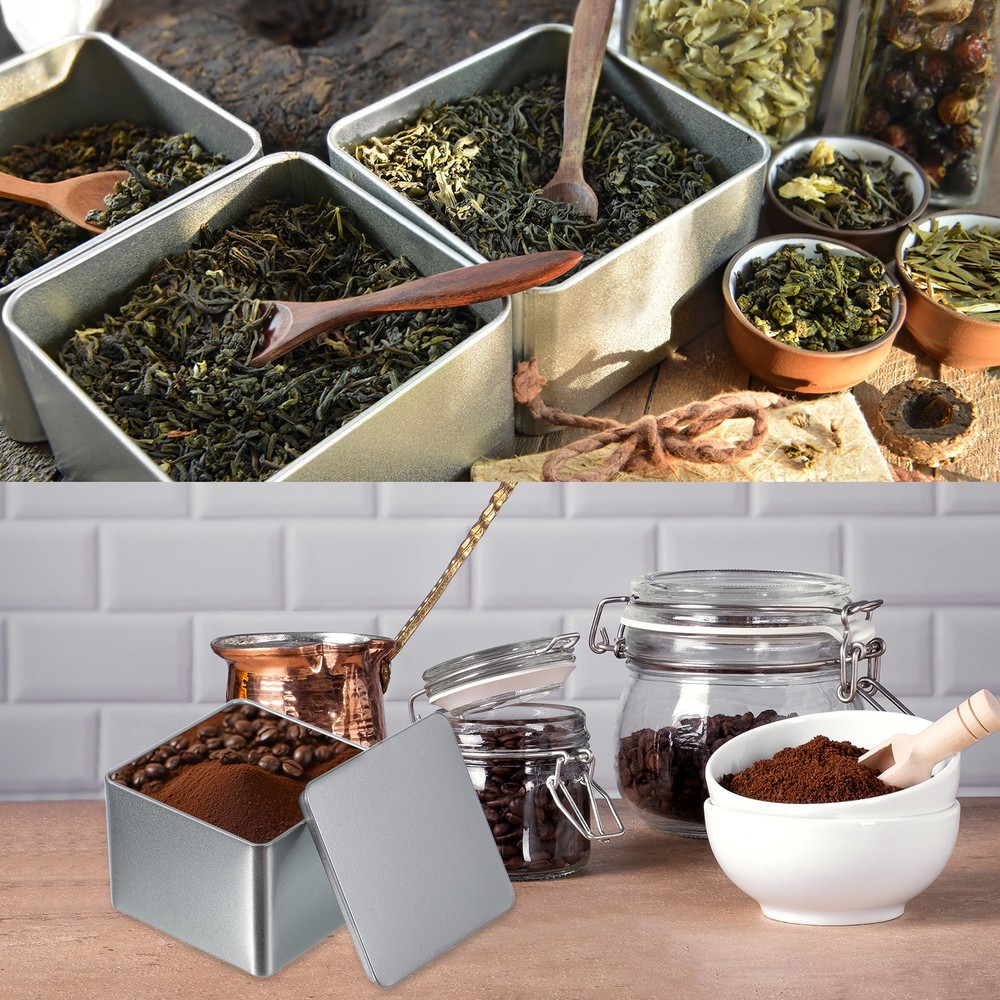 4.5"x3.3"x2.3" Rectangular Tin Box Metal Storage Tin Box with Lid Silver