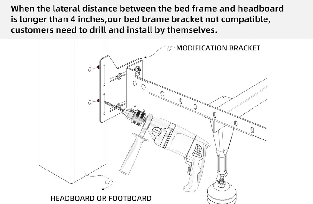 2 Pcs Bed Frame Brackets Adapter for Headboard Extra, Heavy Duty Bed Modifica...