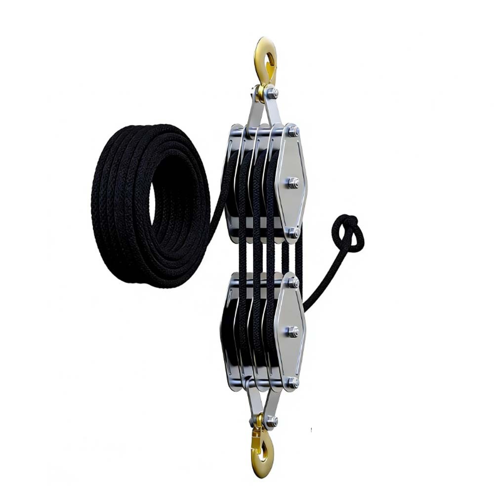 Rope Pulley Hoist 4400 LB, 8:1 Lifting Power Pulley Block and Tackle System NEW