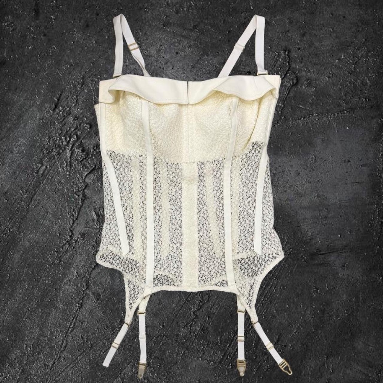 Rare Dion Lee Ivory Lace Corset Top with Garter Straps Size Large/XL