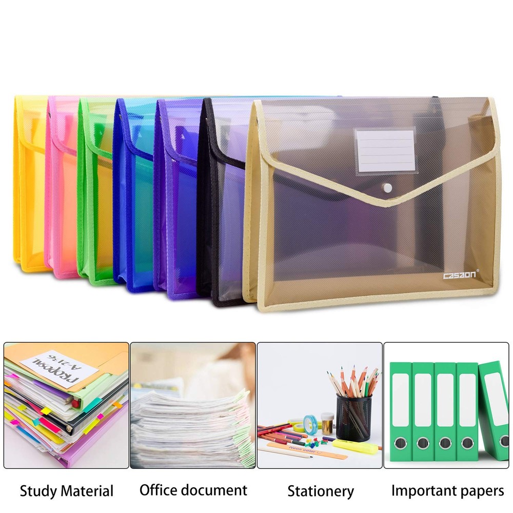 7 Pack B4 Plastic File Folders Waterproof Transparent Expandable File Folder ...