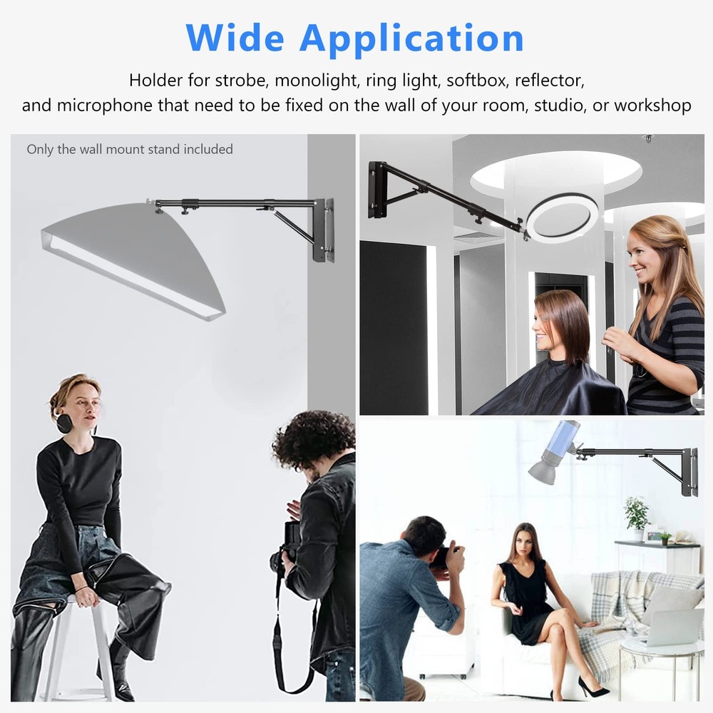 Ring Light Wall Mount with Triangle Base, 51inch/130cm Length Adjustable Supp...
