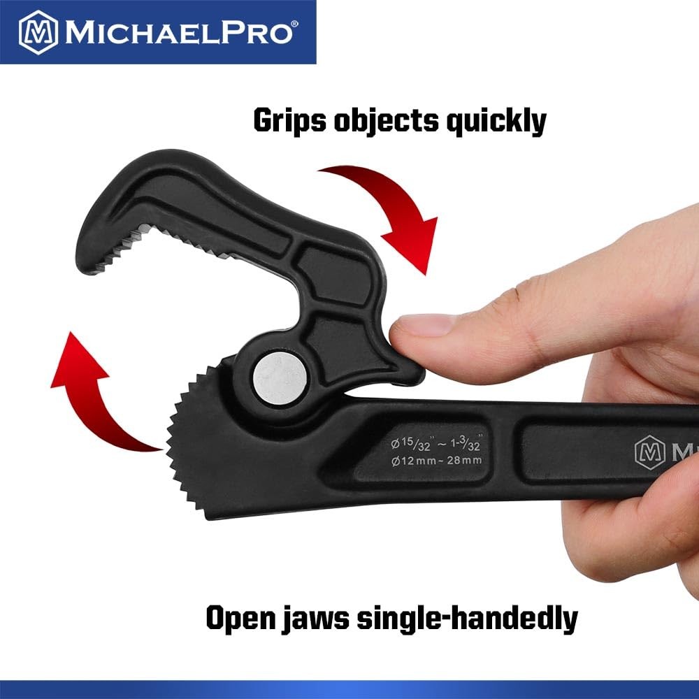 MichaelPro Self Adjusting Pipe Wrench, 8 Inch MultiFunction Spanner Adjustabl...