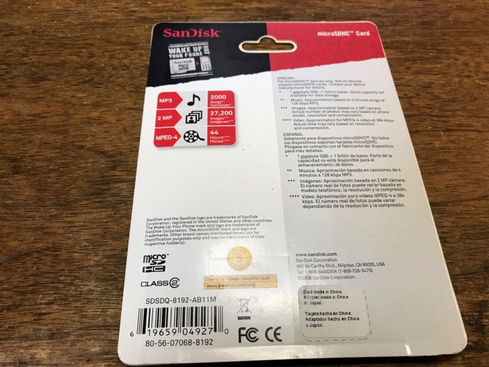 sandisk 8gb micro sdhc card