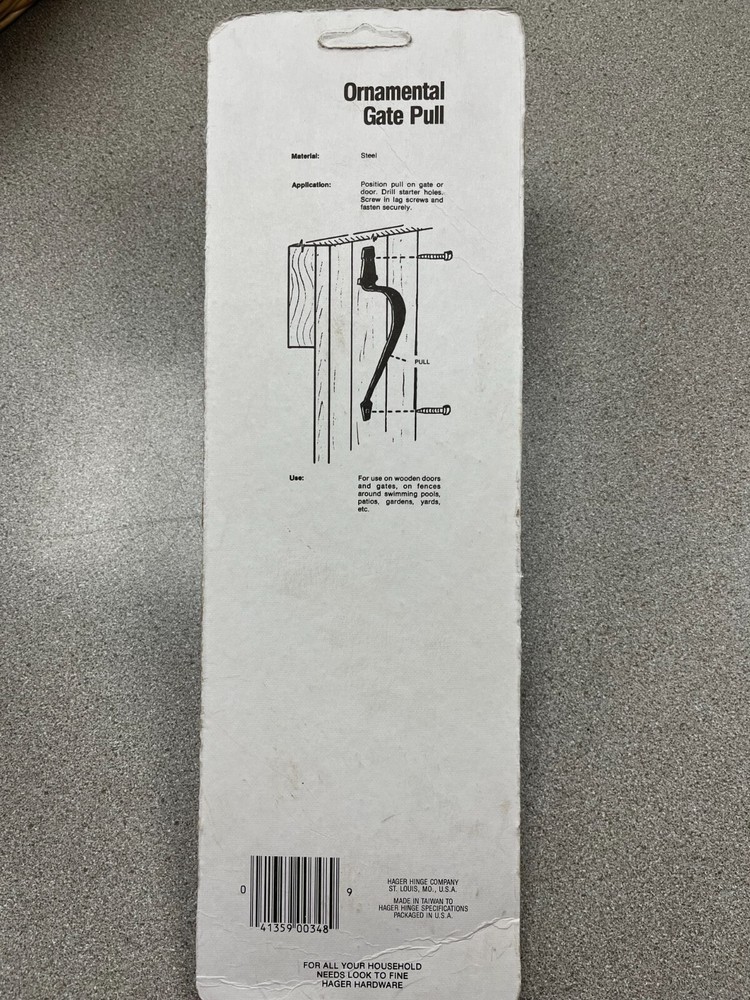 Hager Ornamental Gate Pull, Black, 04135900348