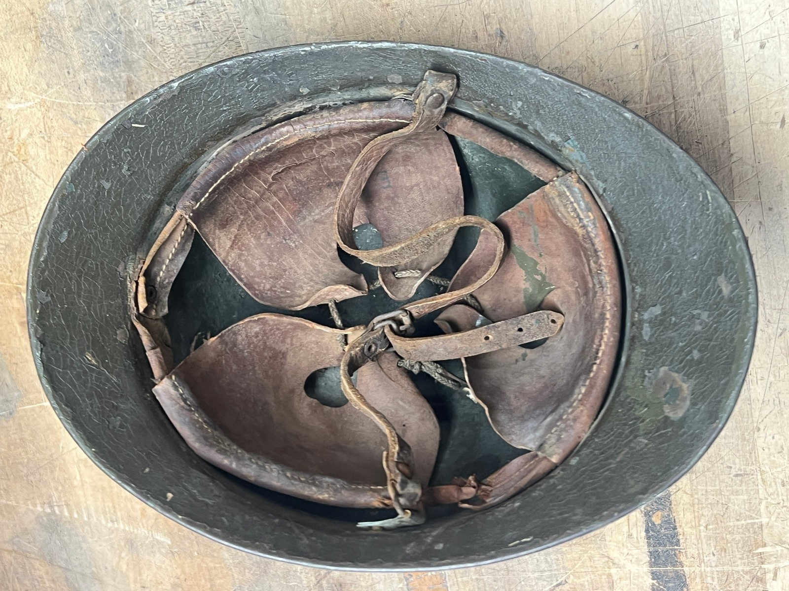 Original WWI French Adrian Helmet Adrian M1916 Italian chin strap