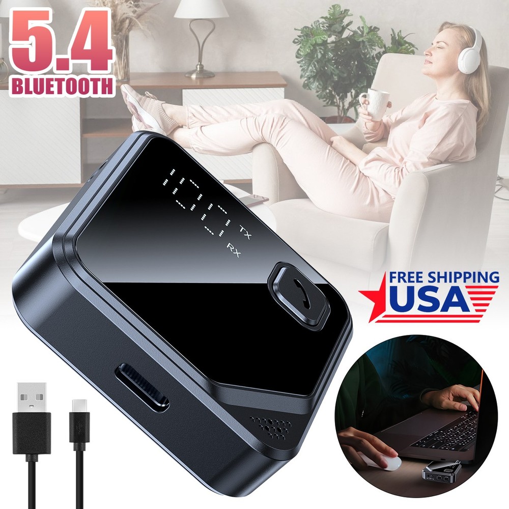 Bluetooth 5.4 Adapter Wireless Audio Transmitter Receiver Car TV AUX