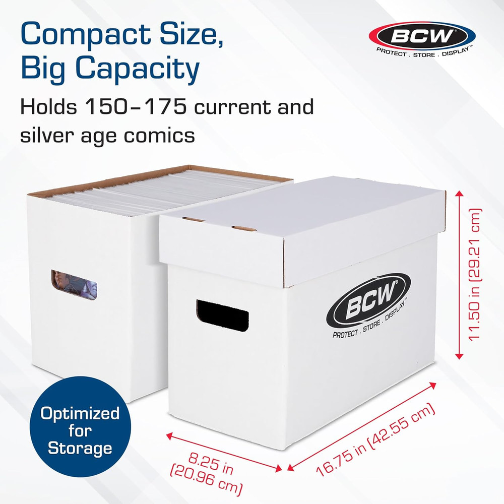 BCW Short Comic Storage Box - 5 Pack | Holds 150-175 Current/Silver Age Comics |