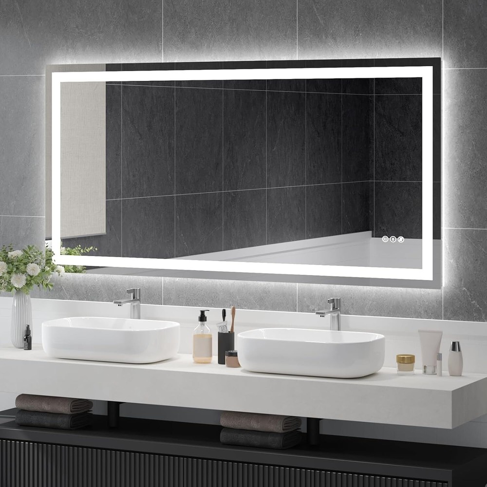 LED Bathroom Mirror 72x36" Dimmable Lighted Vanity Mirror Horizontal&Vertical