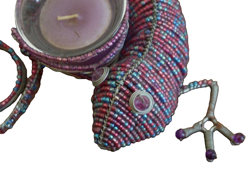 Metal Artesian Lizard Candle Holder Excellent Condition