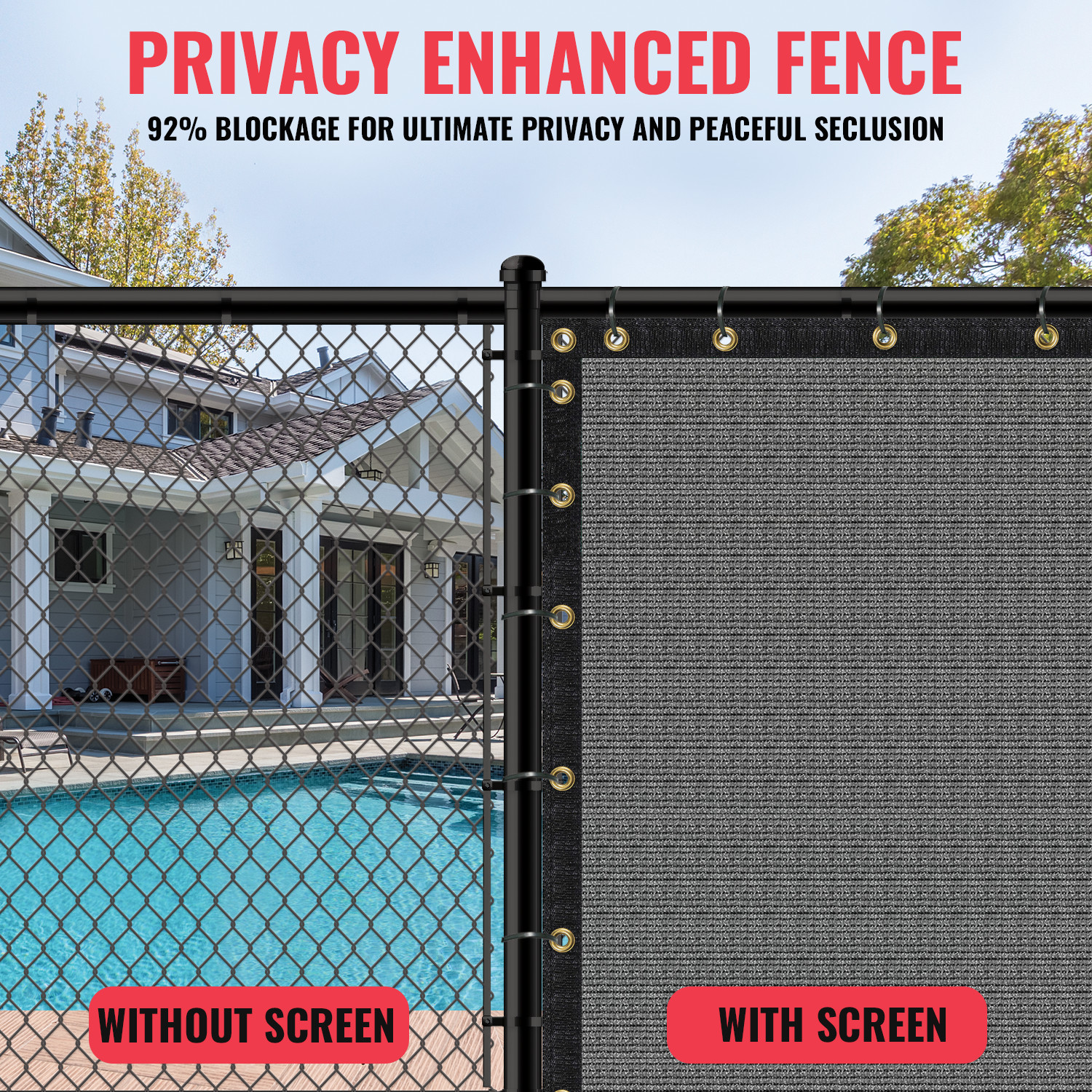 SEALTECH Fence Privacy Screen Mesh Cover Garden Yard 90% + Blockage, Zip Ties