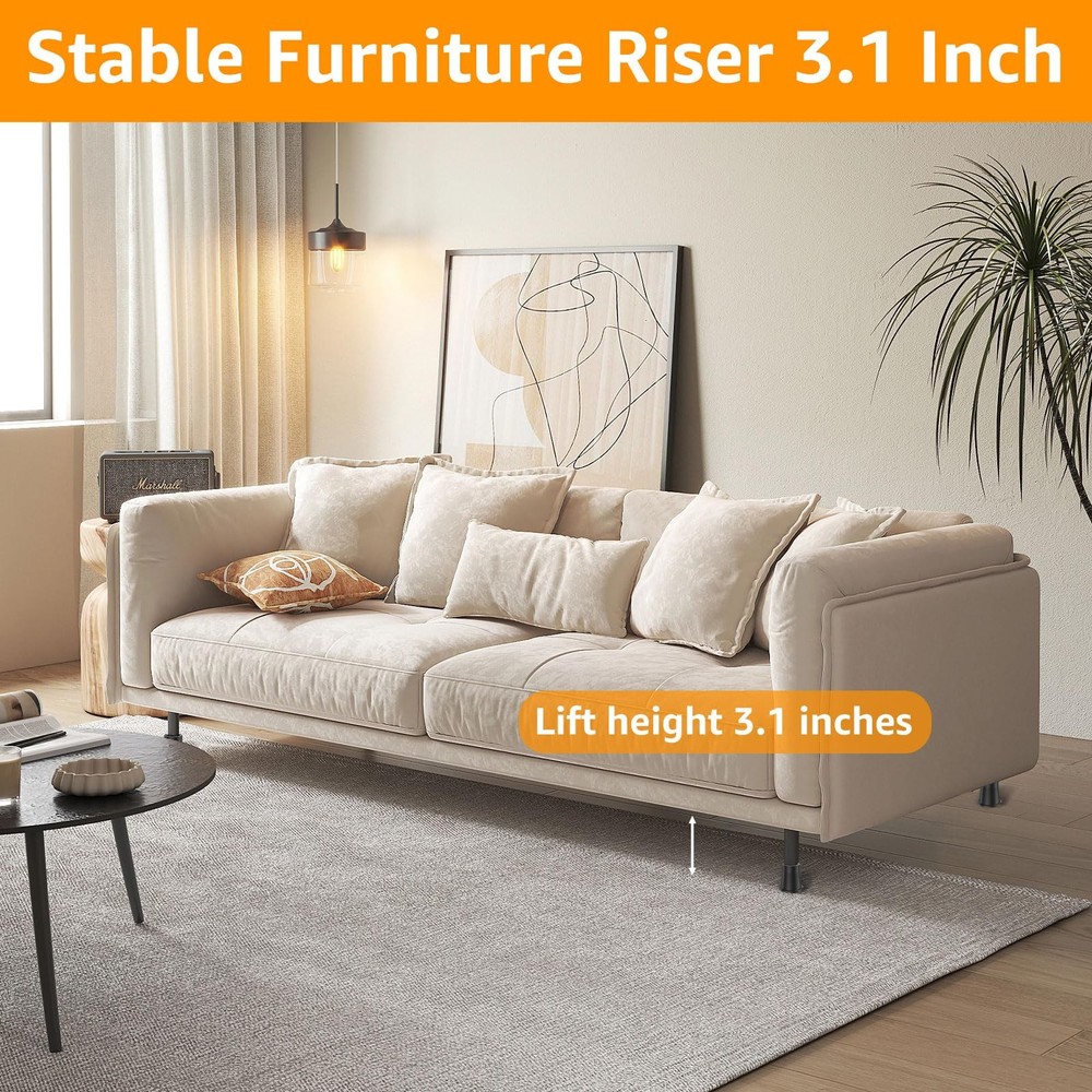 Adjustable Bed Risers 3.3 Inch, 4 Pack Furniture Elevators for Under-Bed Storage