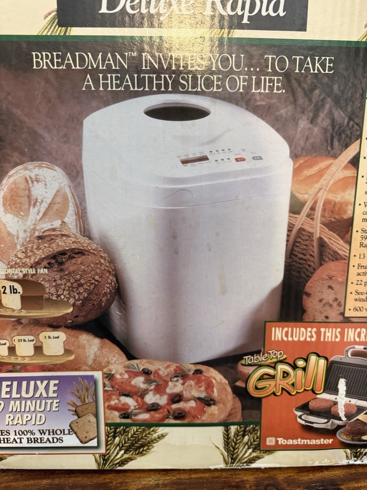 1999 BREADMAN TR444KIT Deluxe Rapid Automatic Breadmaker Toastmaster Grill Combo