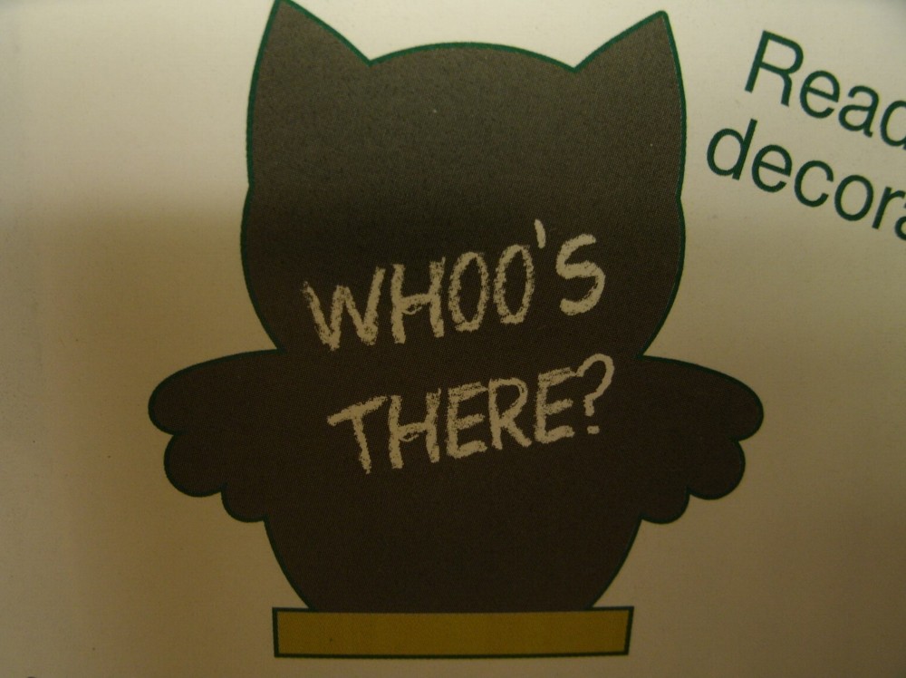 9.75" Chalkboard Black OWL Halloween Table Menu Decor
