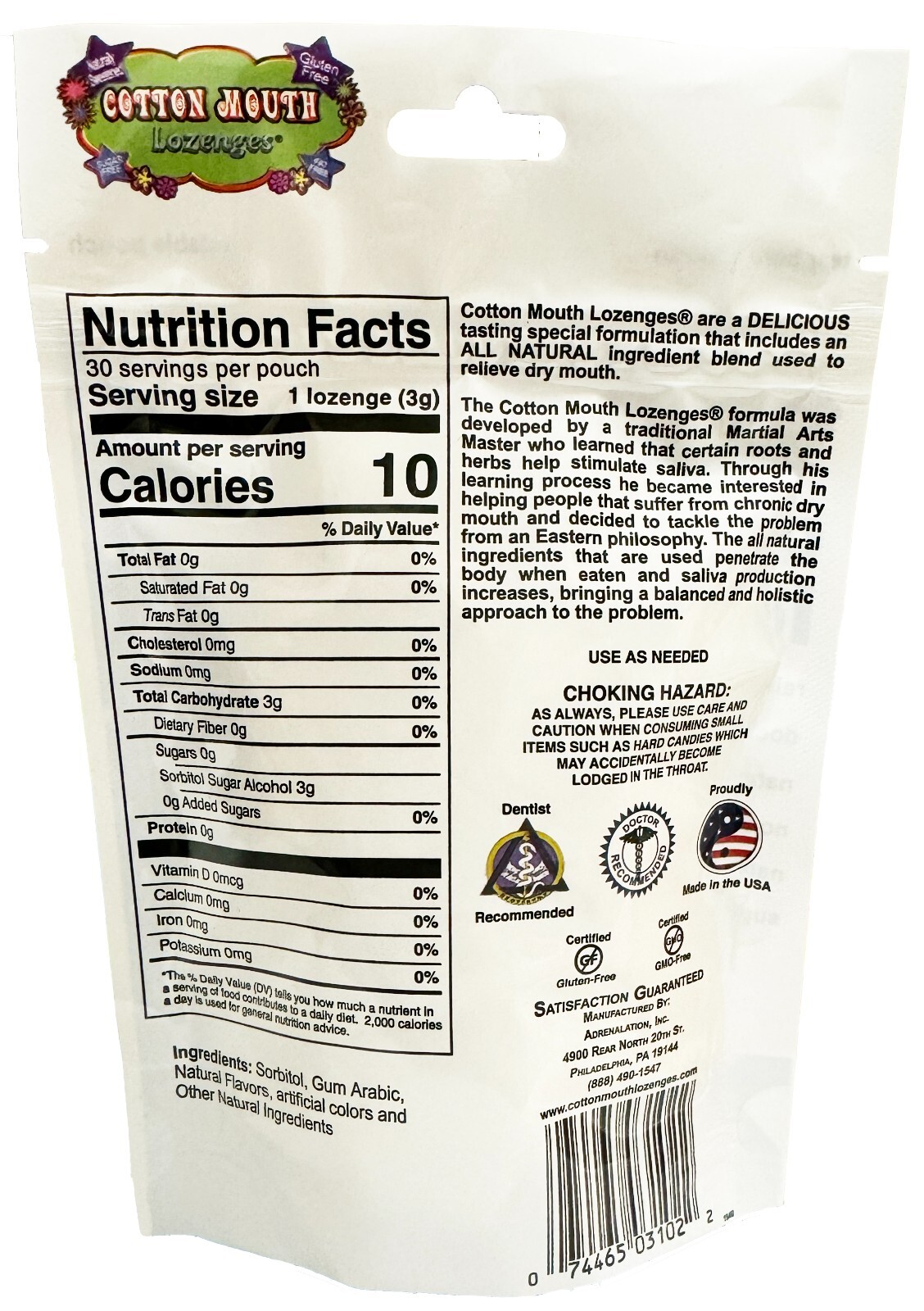 3pack Cotton Mouth Dry Mouth Relief Lozenges Fruit Mix Bag 30 Count EXP. 11/2026