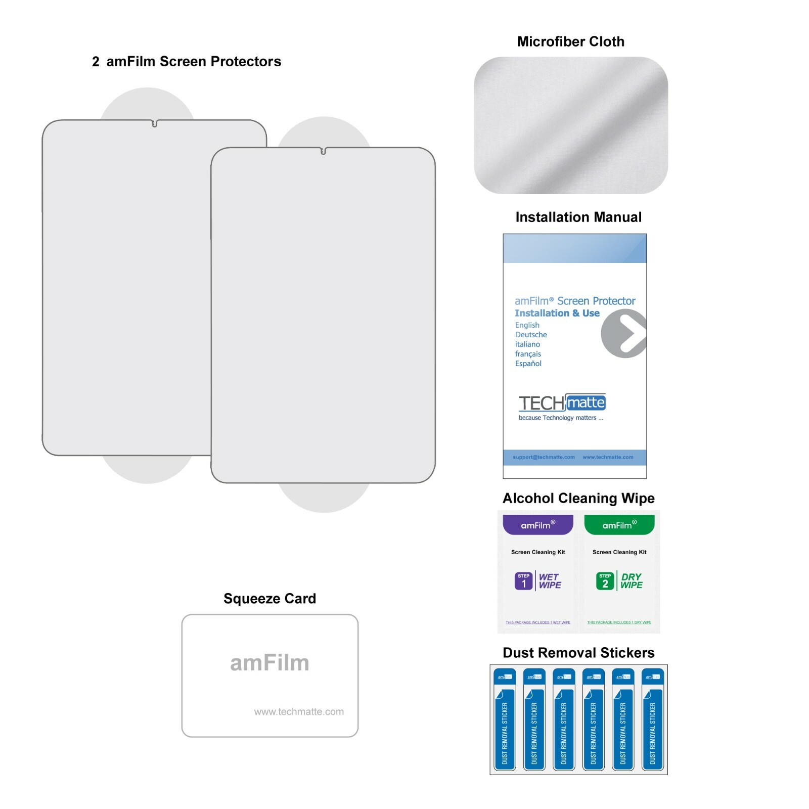 (2-Pack) amFilm iPad Mini 6 Tempered Glass Screen Protector (6th Gen, 2021)