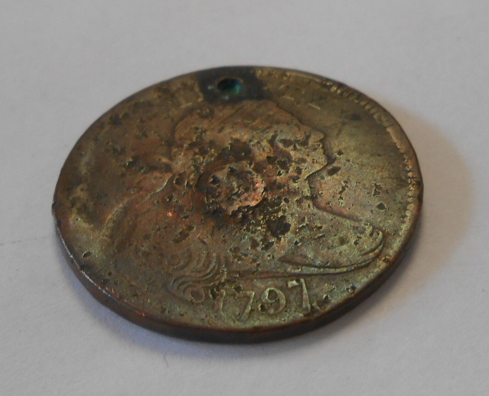 1797 US Draped Bust Large Cent Hole in Top As Shown