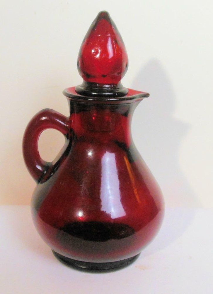 Vintage Ruby Glass Cruet with Stopper 5"