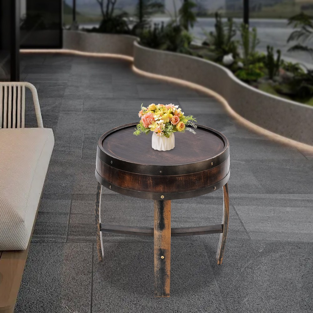 Solid Wood Round Barrel-style End Table Home Tea/coffee Table Wine Side Table