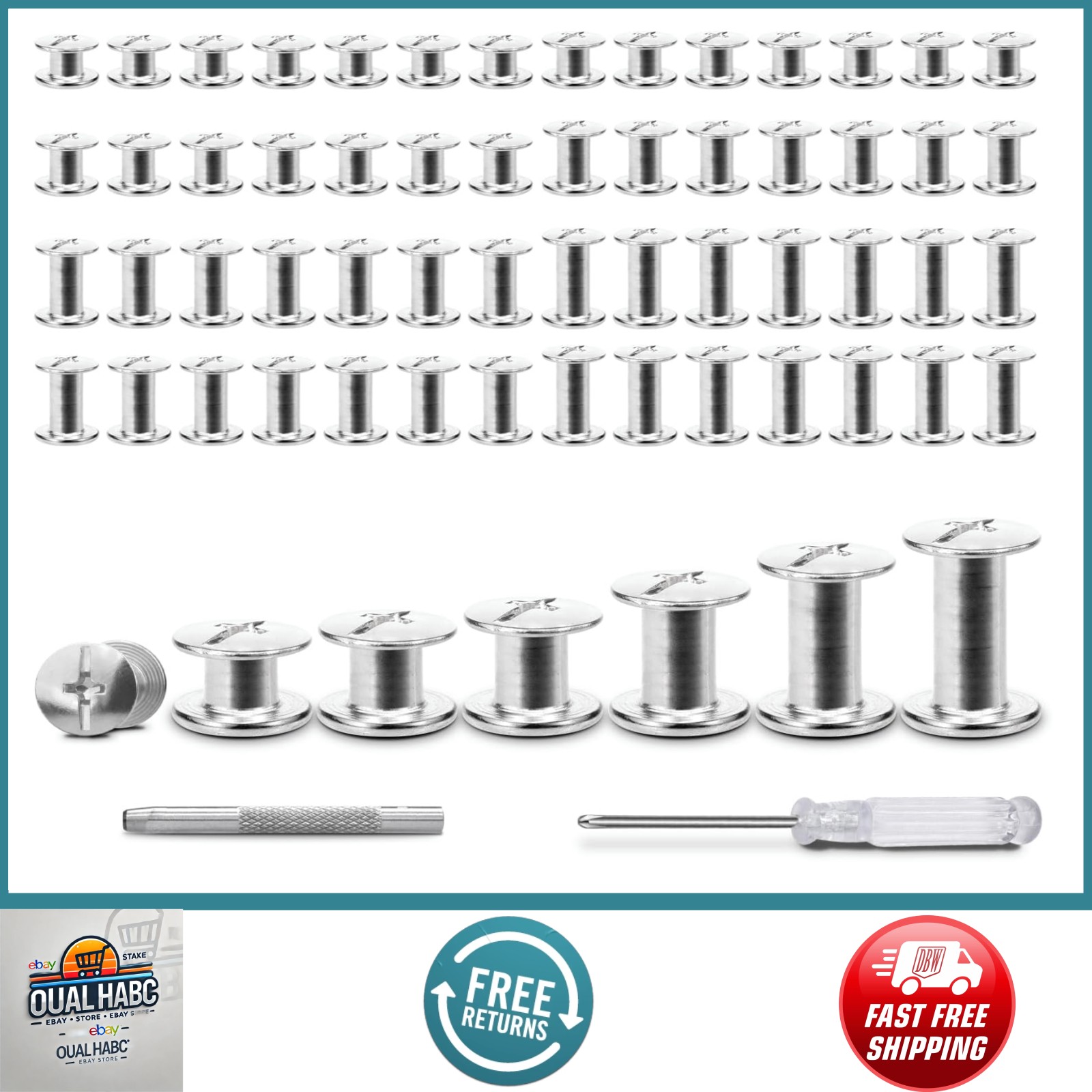 120 Sets Chicago Screws for Leather,Metal Repair Rivets Kit,Silver M5 Sizes