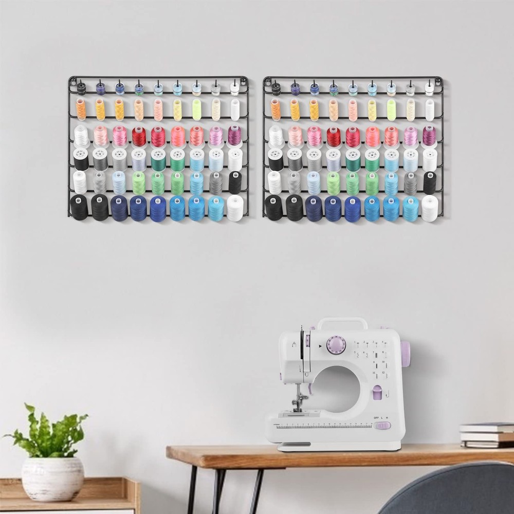 2 Pack 54 Spools Thread Holder Rack Wall Mount Embroidery Thread Organizer