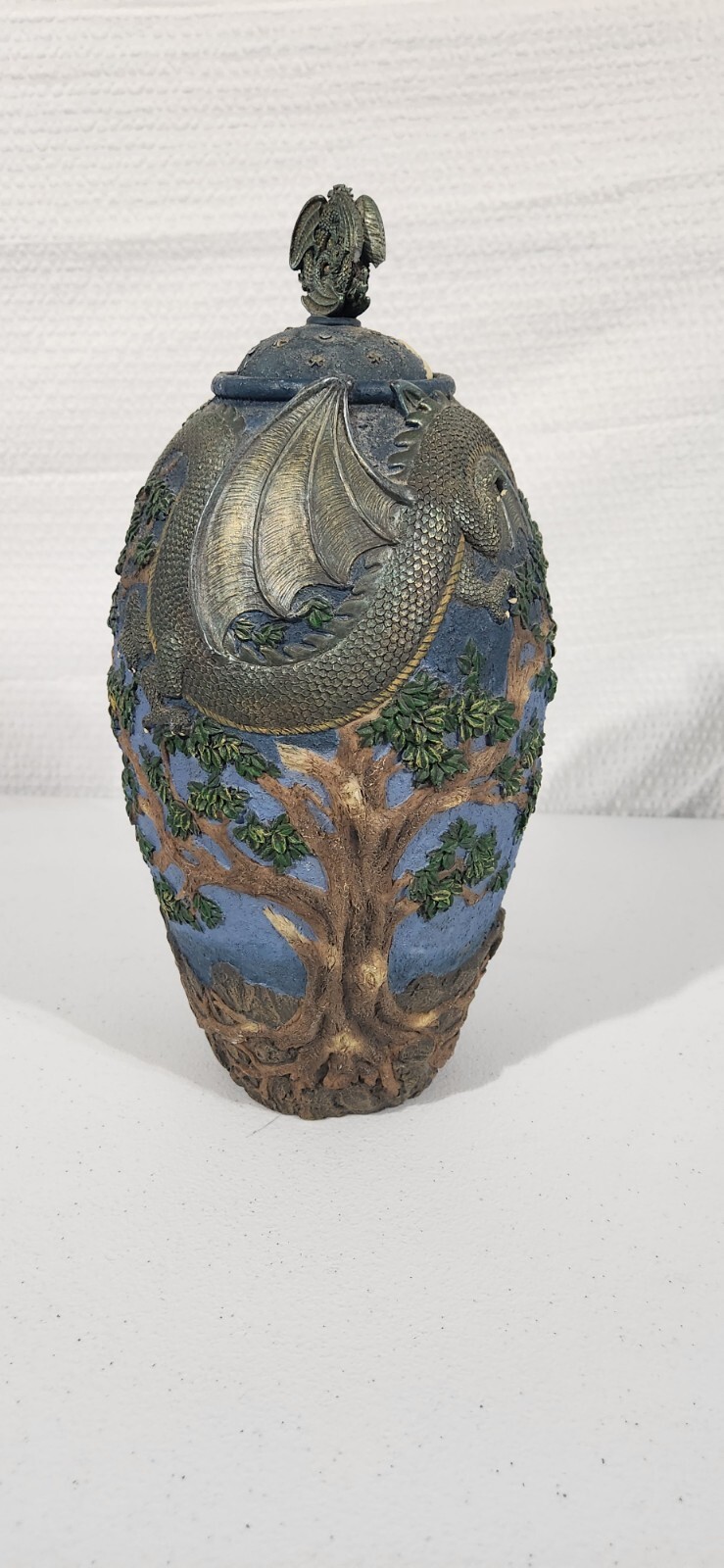Vintage Dungeons And Dragons Wizard Dragon Vase With Lid Fantasy Rare